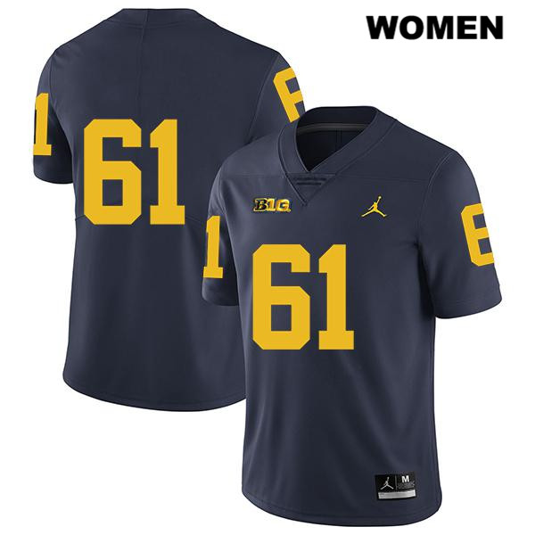 Women's NCAA Michigan Wolverines Dan Jokisch #61 No Name Navy Jordan Brand Authentic Stitched Legend Football College Jersey ZP25B36KO